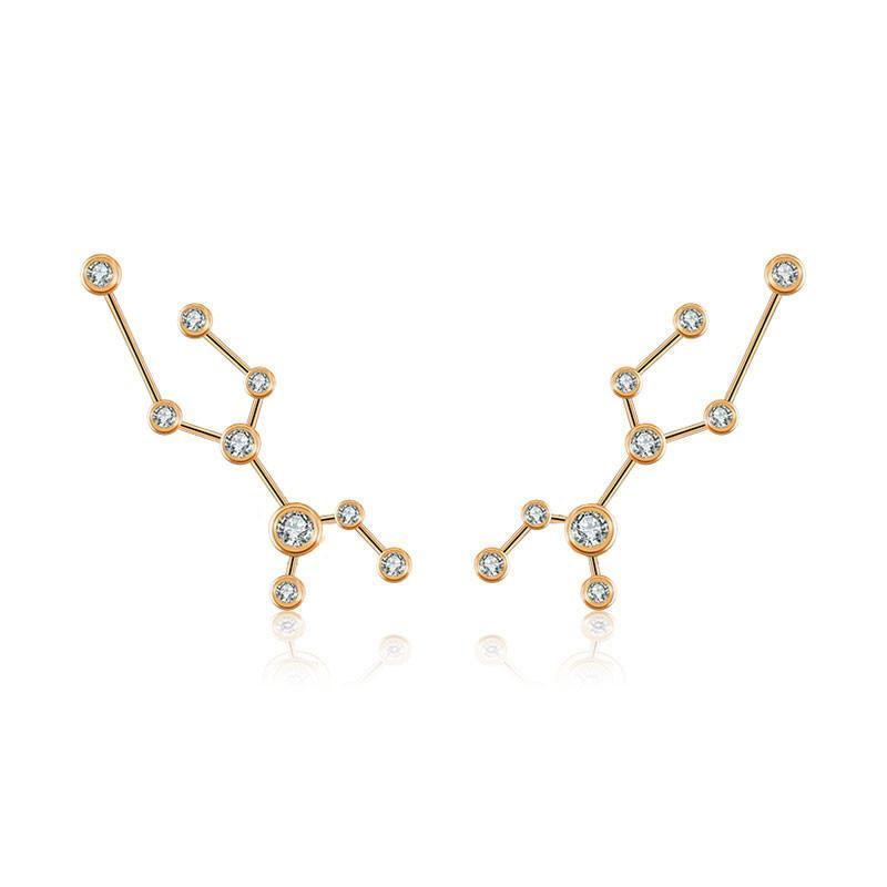 18K Gold Virgo Constellation Diamond Earrings Rose Gold Izakov Diamonds + Fine Jewelry