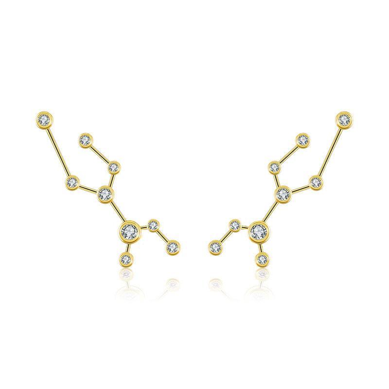 18K Gold Virgo Constellation Diamond Earrings Yellow Gold Izakov Diamonds + Fine Jewelry